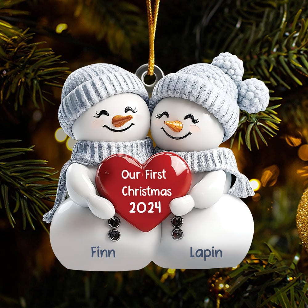 Our First Christmas Custom Ornament - Personalized Acrylic Snowman Ornament Tu20