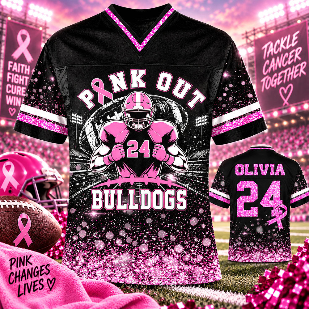 Custom Pink Out Team Shirt, School Breast Cancer Shirt Unisex Jersey L0411 T24