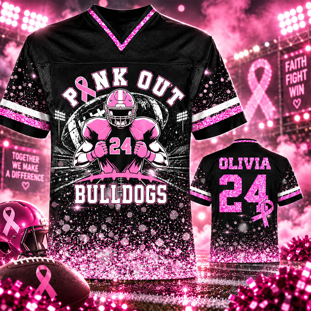 Custom Pink Out Team Shirt, School Breast Cancer Shirt Unisex Jersey L0411 T24