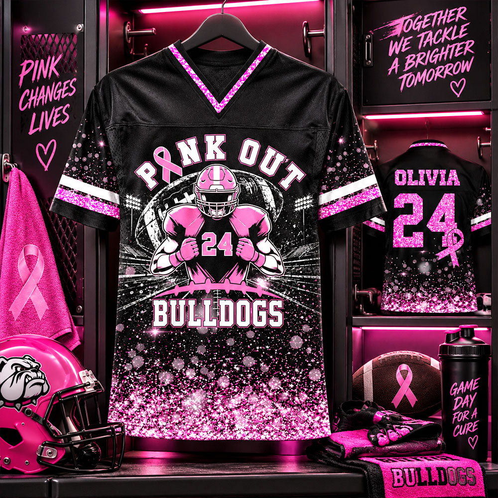 Custom Pink Out Team Shirt, School Breast Cancer Shirt Unisex Jersey L0411 T24