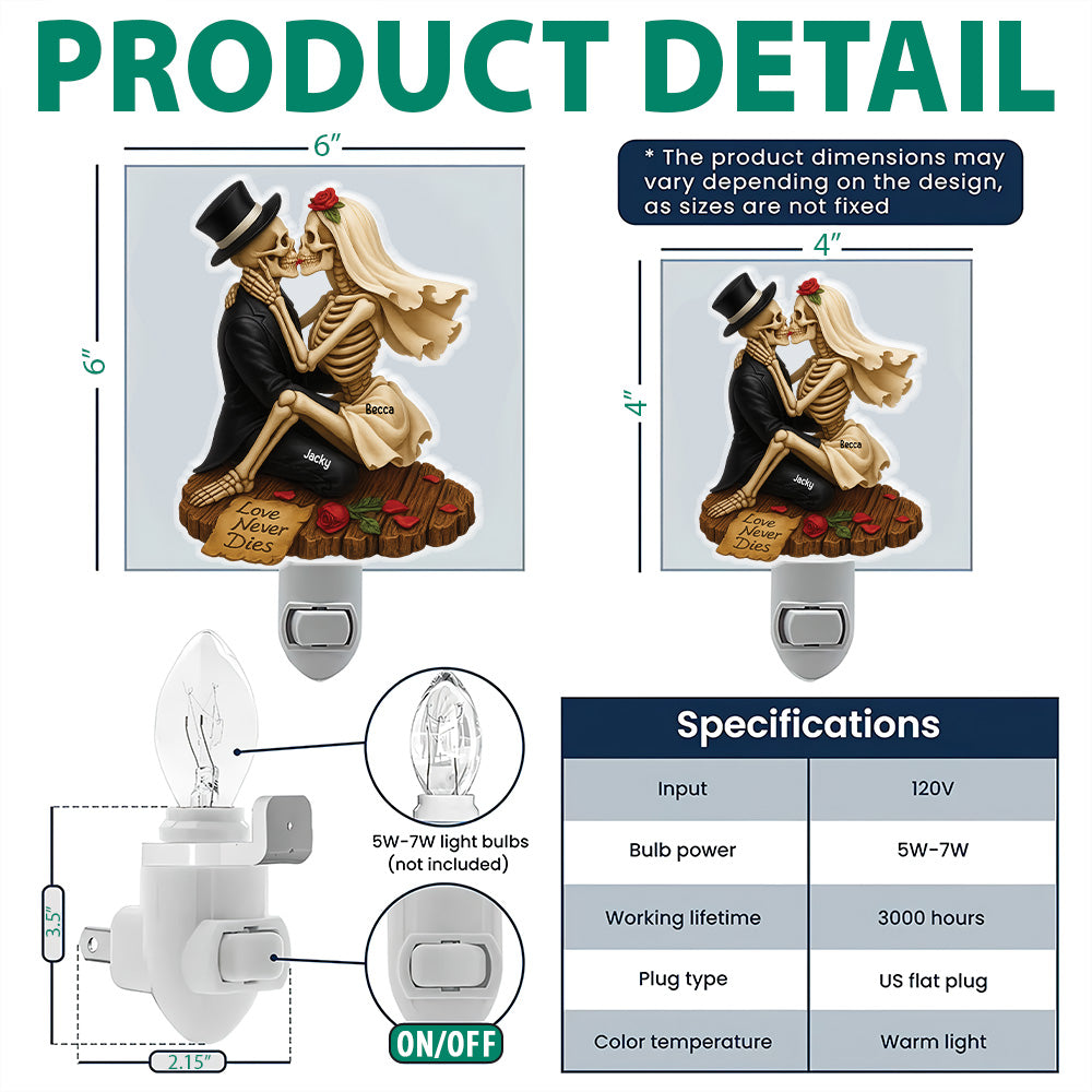 Skull Couple Acrylic Night Light - Personalized Gift For Couple Tu20