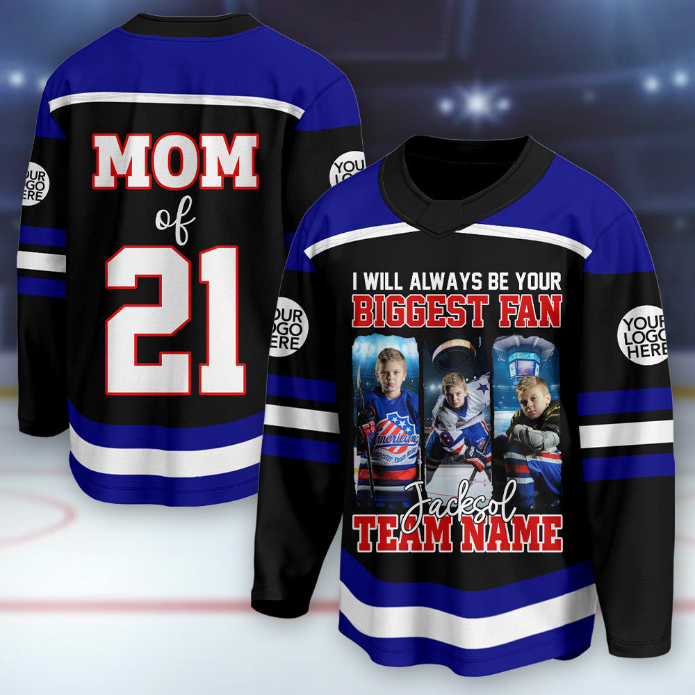 I Will Always Be Your Biggest Fan Custom Photo Ice Hockey Jersey Gift For Ice Hockey Mom Na02 T24