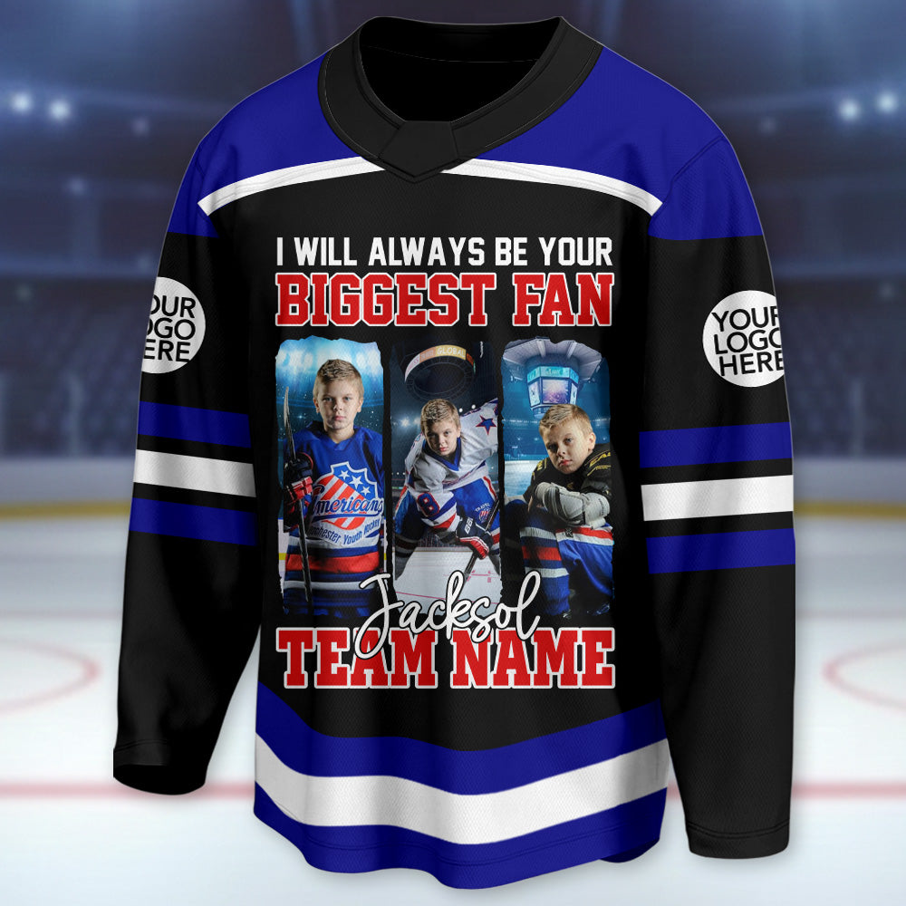 I Will Always Be Your Biggest Fan Custom Photo Ice Hockey Jersey Gift For Ice Hockey Mom Na02 T24