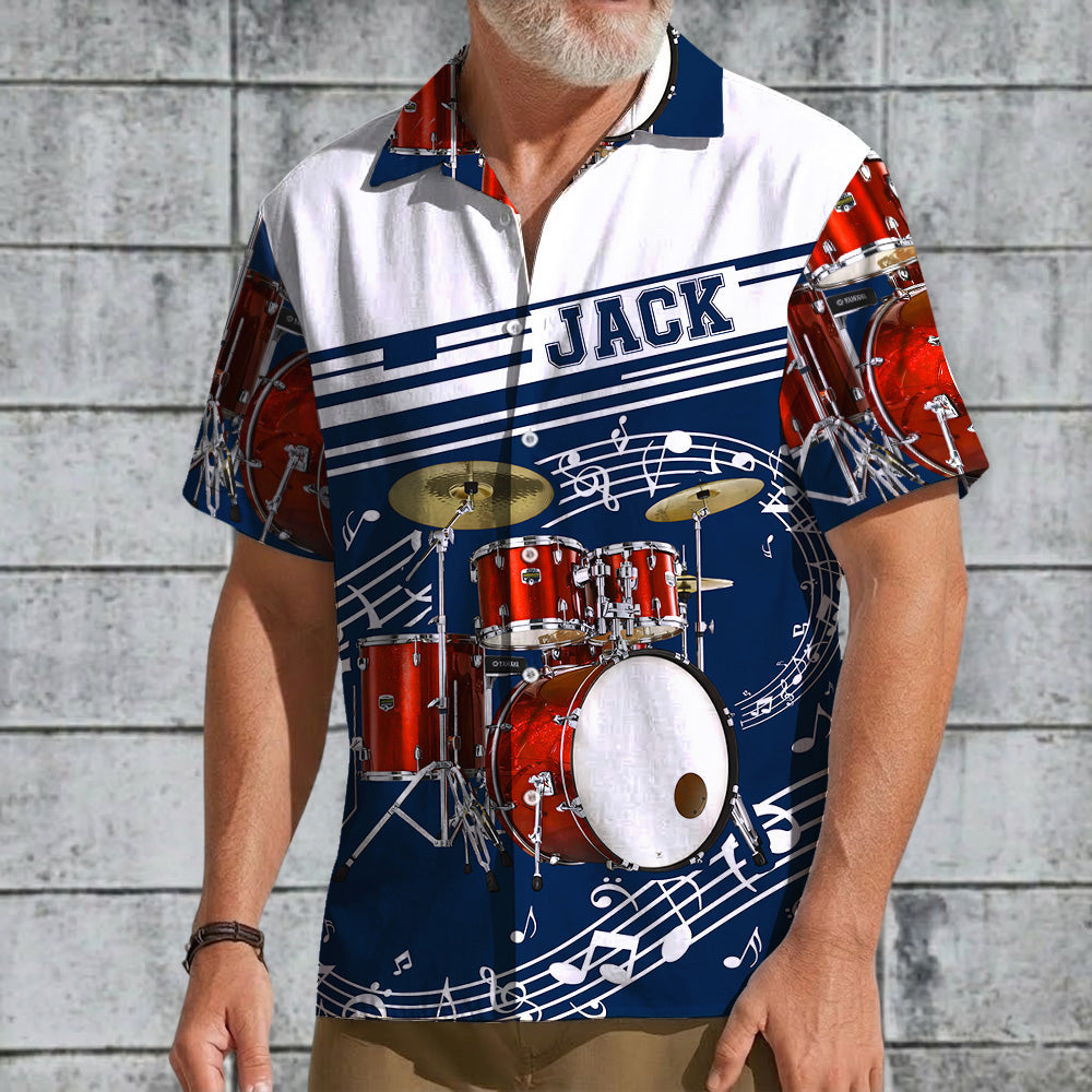 I Drum Because Hitting People With Sticks Is Frowned Upon - Custom Drums's Photo Hawaiian Shirt - Gift For Drummers A2110 T24