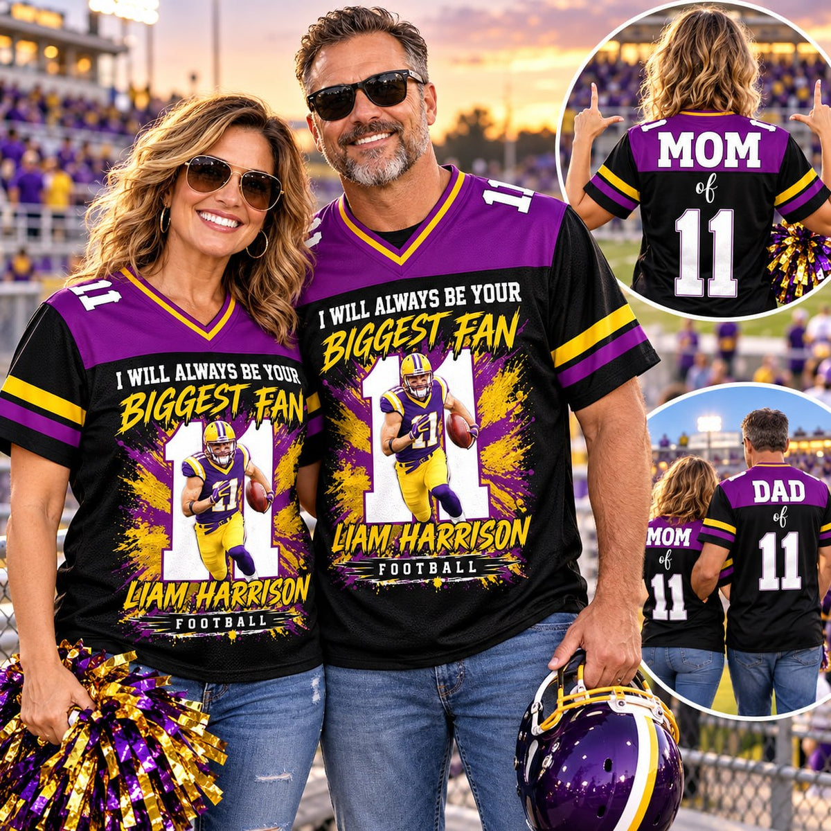 Personalized I Will Always Be Your Biggest Fan ,Custom Photo Jersey , Photo & Number, Football Mom Gift Na02 Pt99