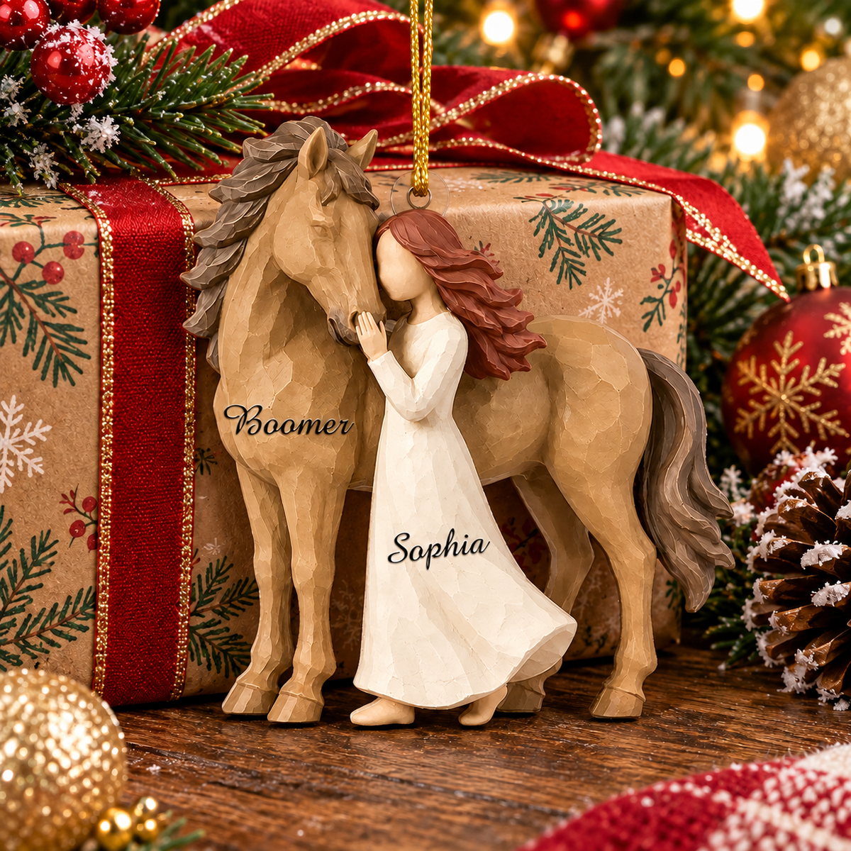 Personalized Girl And Horse Christmas Ornament, Horse Lover Gift VH01