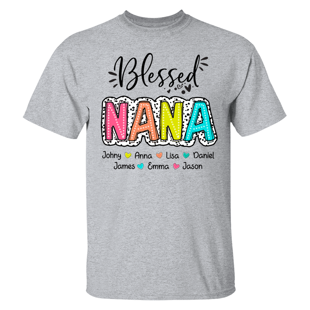 Blessed Nana Dalmatian Dots Shirt, Custom Grandma And Kids, Mother's Days Gift