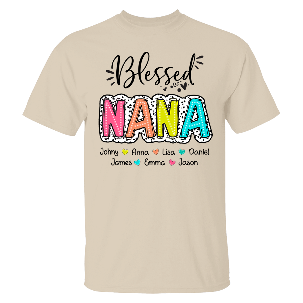 Blessed Nana Dalmatian Dots Shirt, Custom Grandma And Kids, Mother's Days Gift