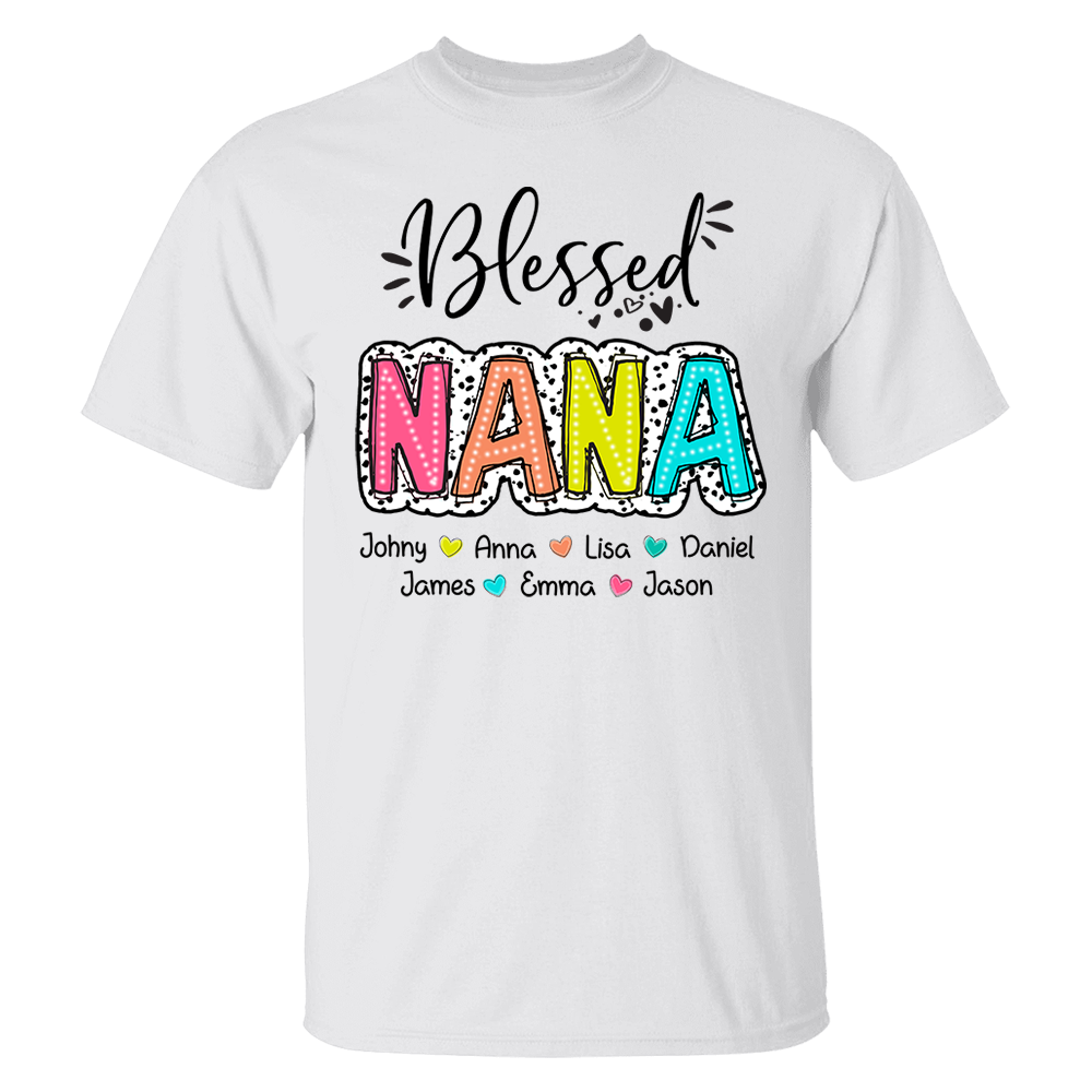 Blessed Nana Dalmatian Dots Shirt, Custom Grandma And Kids, Mother's Days Gift
