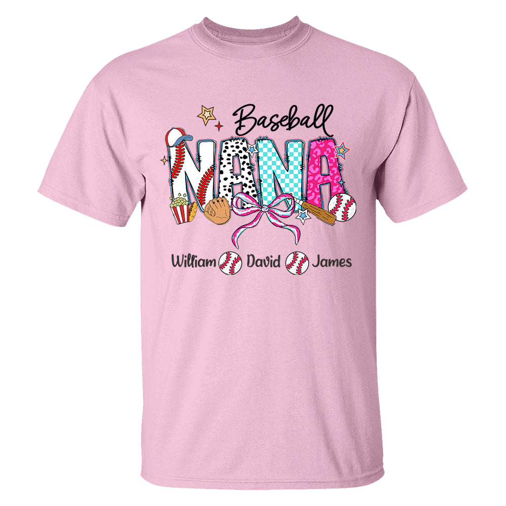 Baseball Grandma T-Shirt, Custom Grandma With Grandkids T1807