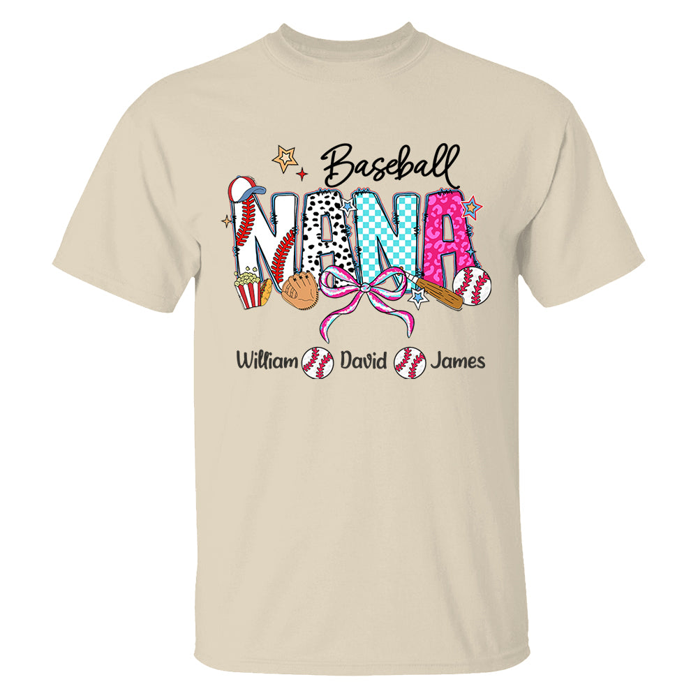 Baseball Grandma T-Shirt, Custom Grandma With Grandkids T1807