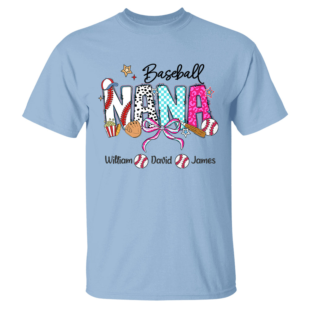 Baseball Grandma T-Shirt, Custom Grandma With Grandkids T1807