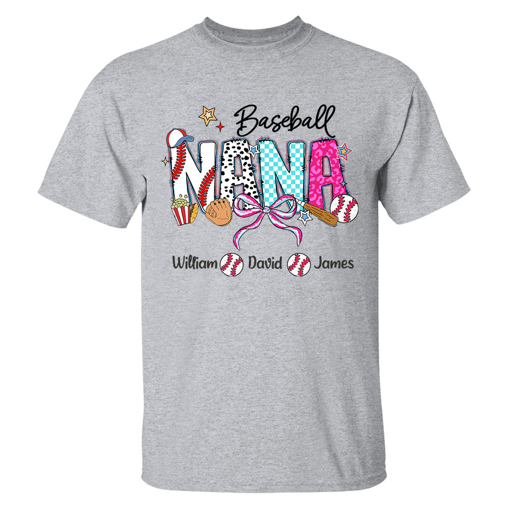 Baseball Grandma T-Shirt, Custom Grandma With Grandkids T1807