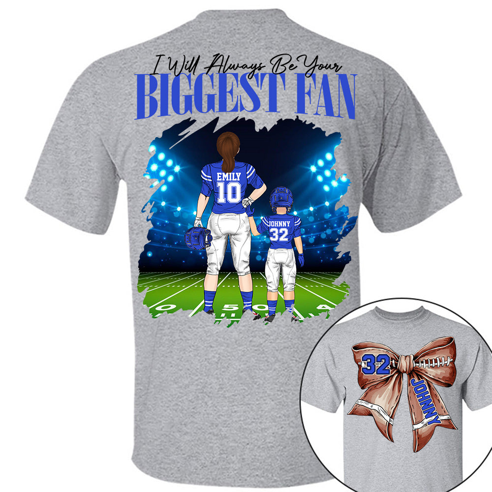 I'll Be Your Biggest Fan, Personalized Football Bow Shirt, Gift For Football Mom, Dad, Family,... A2110 Li29