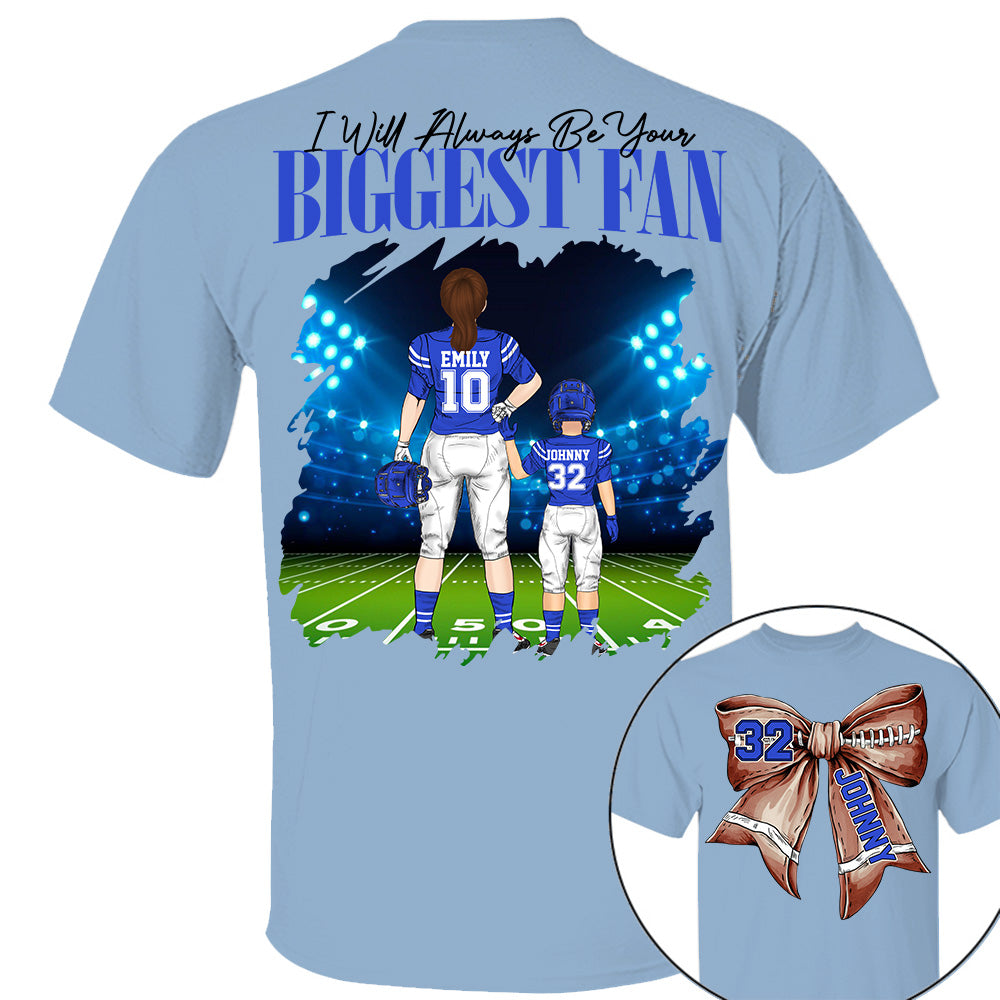 I'll Be Your Biggest Fan, Personalized Football Bow Shirt, Gift For Football Mom, Dad, Family,... A2110 Li29
