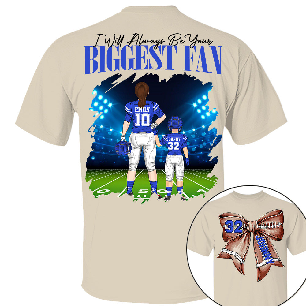 I'll Be Your Biggest Fan, Personalized Football Bow Shirt, Gift For Football Mom, Dad, Family,... A2110 Li29