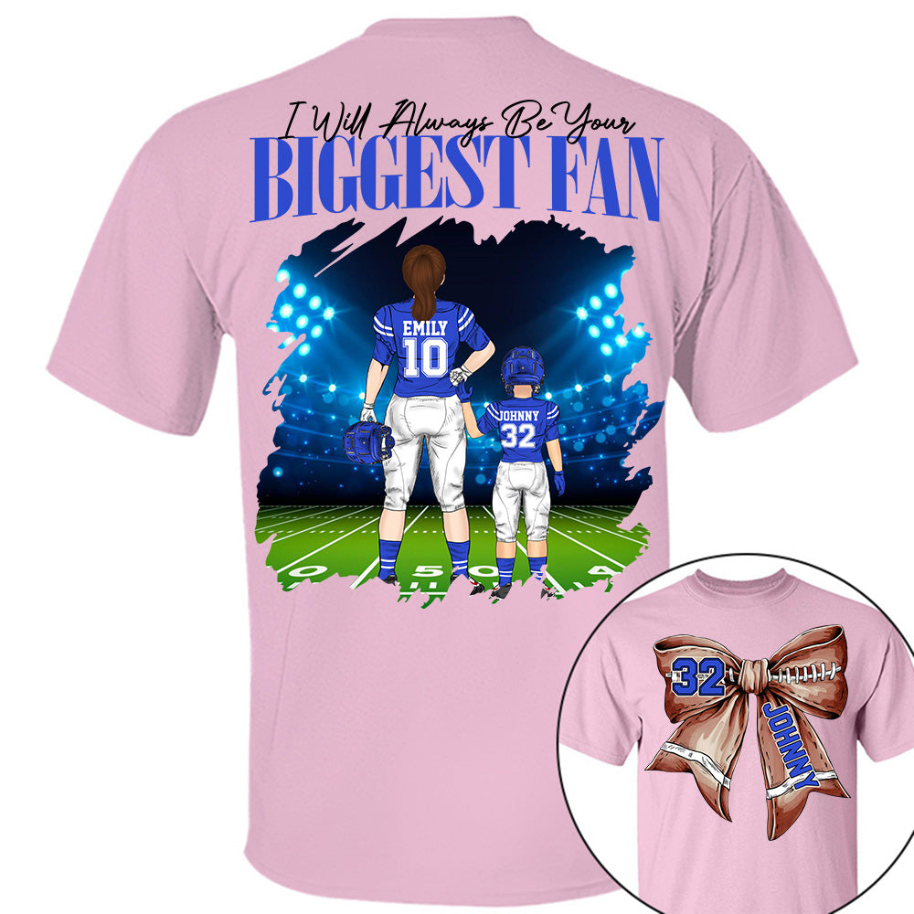 I'll Be Your Biggest Fan, Personalized Football Bow Shirt, Gift For Football Mom, Dad, Family,... A2110 Li29