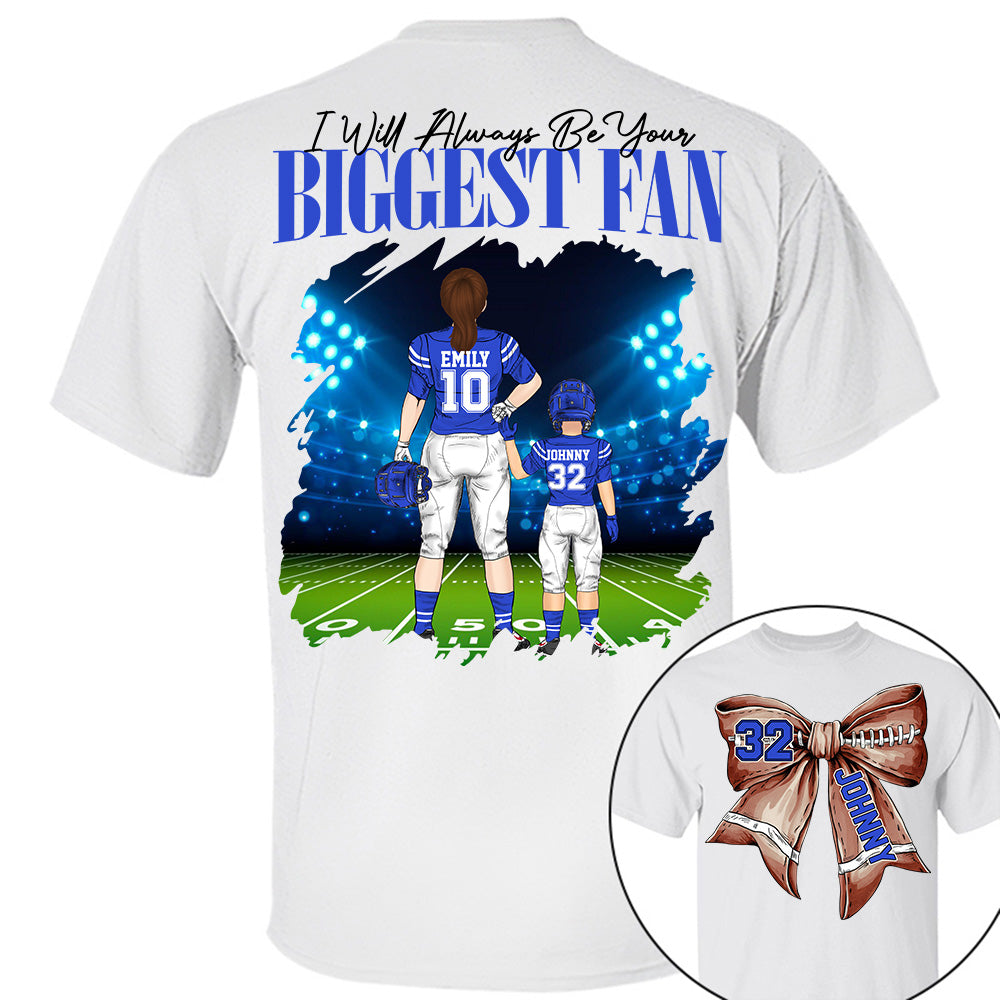 I'll Be Your Biggest Fan, Personalized Football Bow Shirt, Gift For Football Mom, Dad, Family,... A2110 Li29