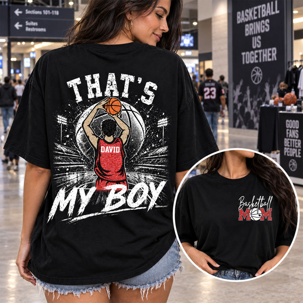 Personalized Basketball Mom Shirt, Custom Those Are My Boys T-Shirt, Team Name & Player Number Tee, Basketball Season Gift Na02 Nh00