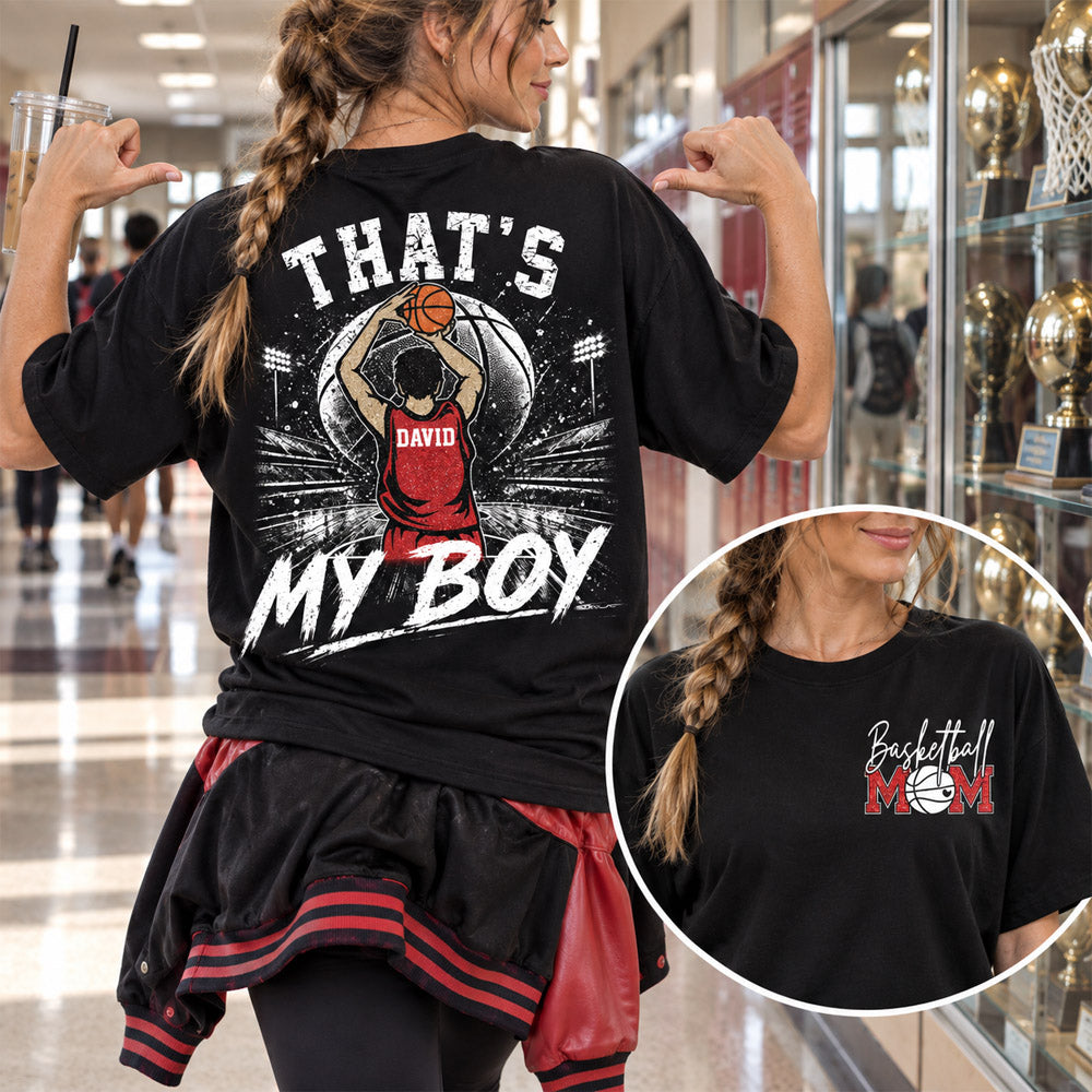 Personalized Basketball Mom Shirt, Custom Those Are My Boys T-Shirt, Team Name & Player Number Tee, Basketball Season Gift Na02 Nh00