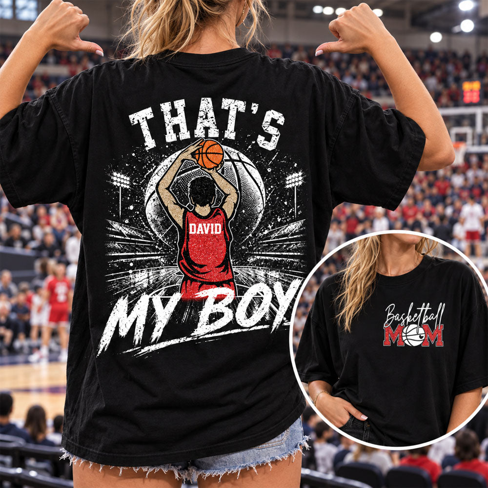 Personalized Basketball Mom Shirt, Custom Those Are My Boys T-Shirt, Team Name & Player Number Tee, Basketball Season Gift Na02 Nh00