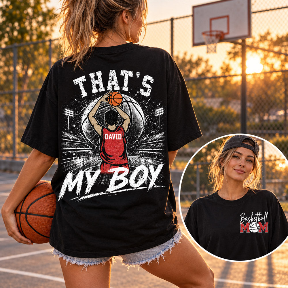 Personalized Basketball Mom Shirt, Custom Those Are My Boys T-Shirt, Team Name & Player Number Tee, Basketball Season Gift Na02 Nh00