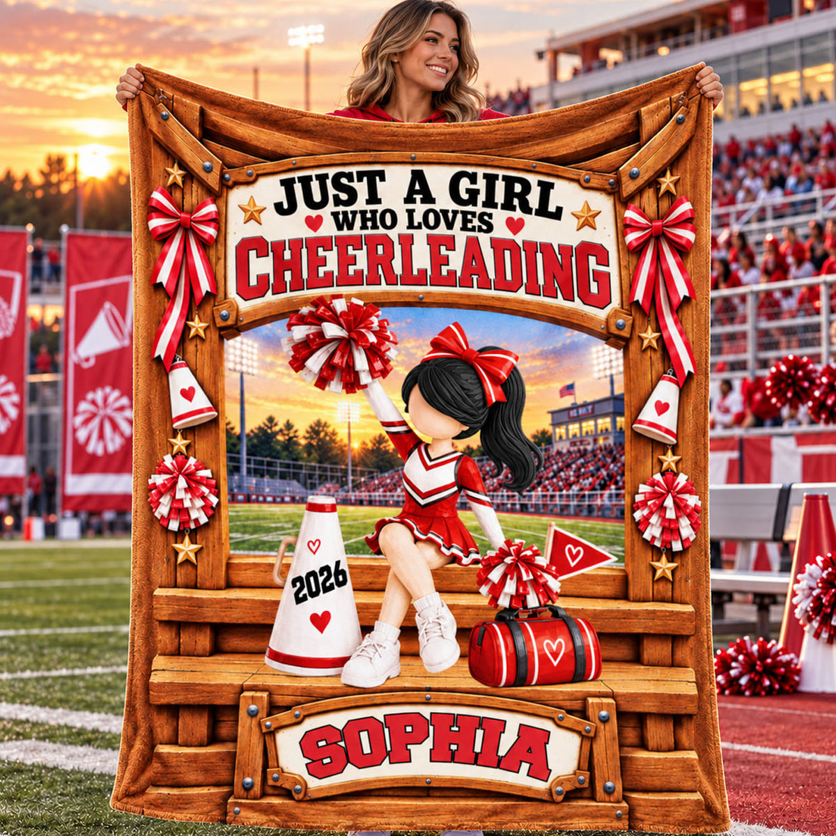 Personalized Cheerleading Team Blanket, Custom Name Cheer Gift For Girl L0411 Nh00 TL06