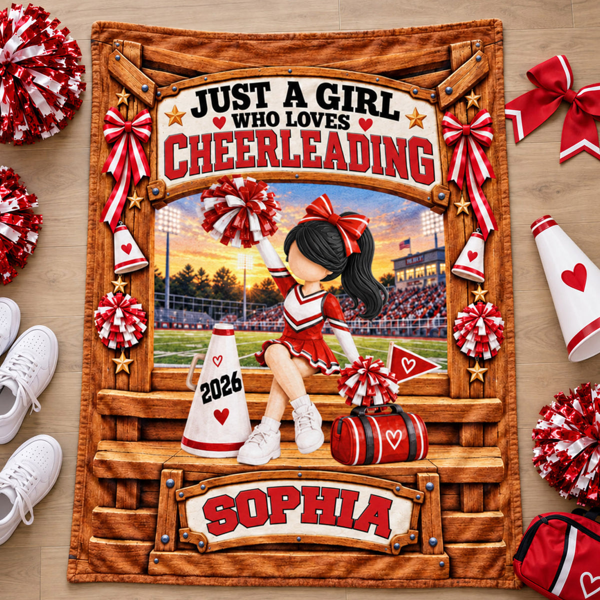 Personalized Cheerleading Team Blanket, Custom Name Cheer Gift For Girl L0411 Nh00 TL06