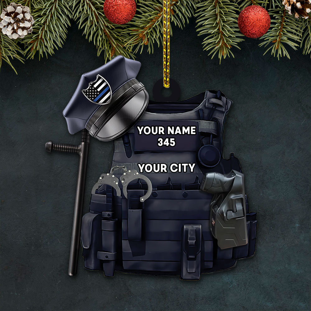 Police Bulletproof Personalized With Any Number & Dept Ornament Gifts For Police Policeman