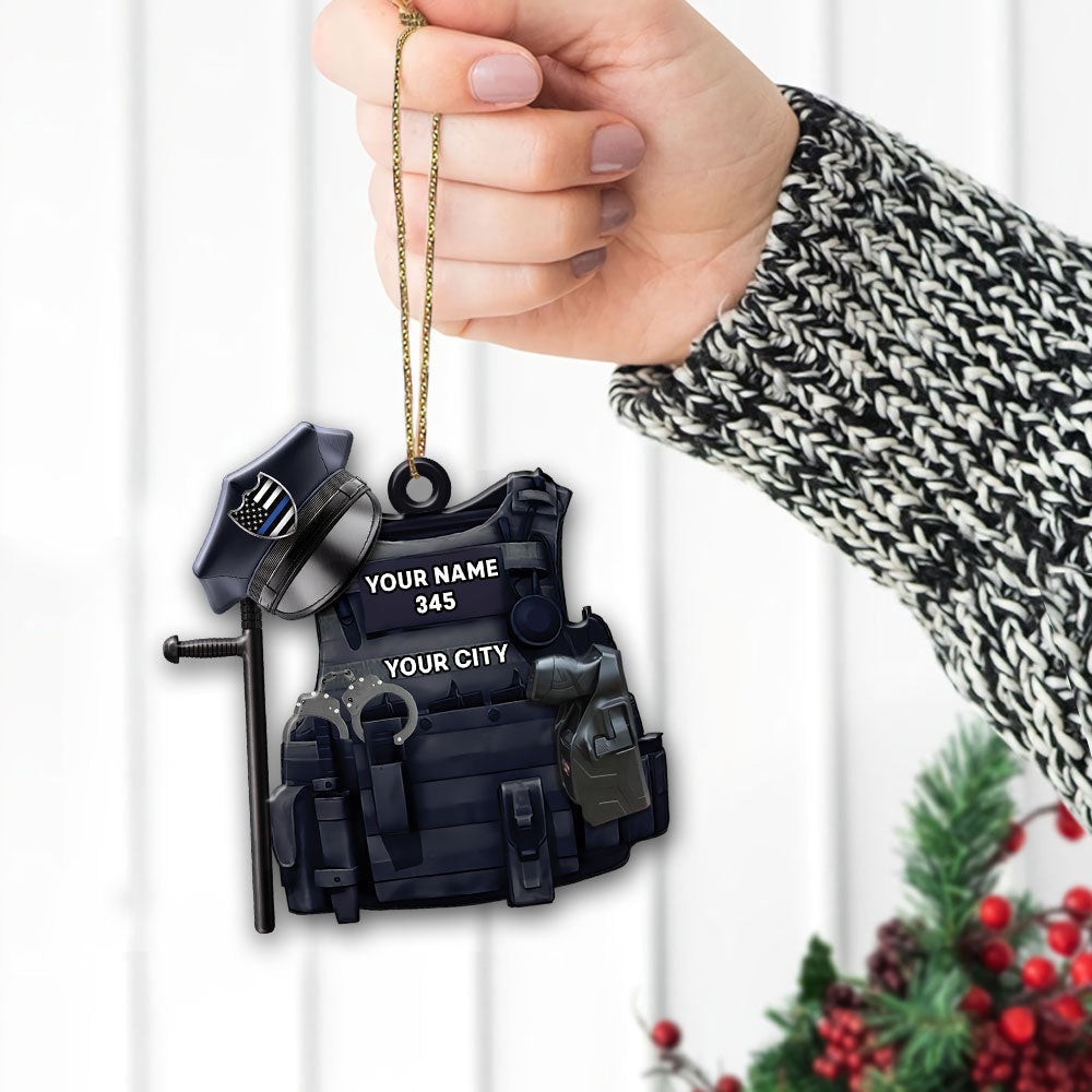 Police Bulletproof Personalized With Any Number & Dept Ornament Gifts For Police Policeman
