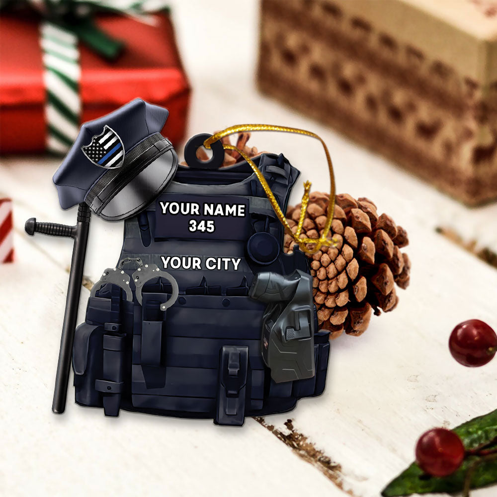 Police Bulletproof Personalized With Any Number & Dept Ornament Gifts For Police Policeman