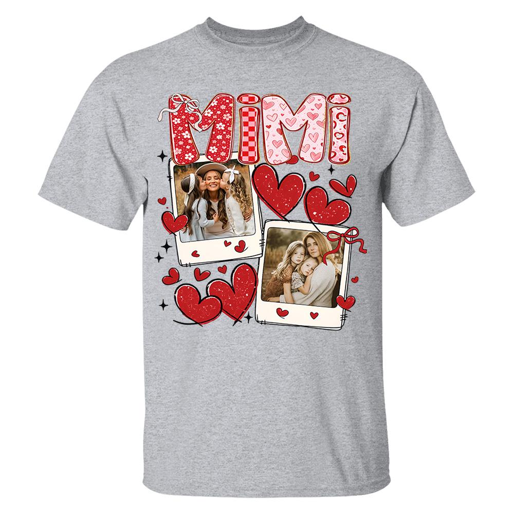 Custom Mama Valentine Glitter Upload Photo Shirt, Leopard Checkered Valentine Vr2