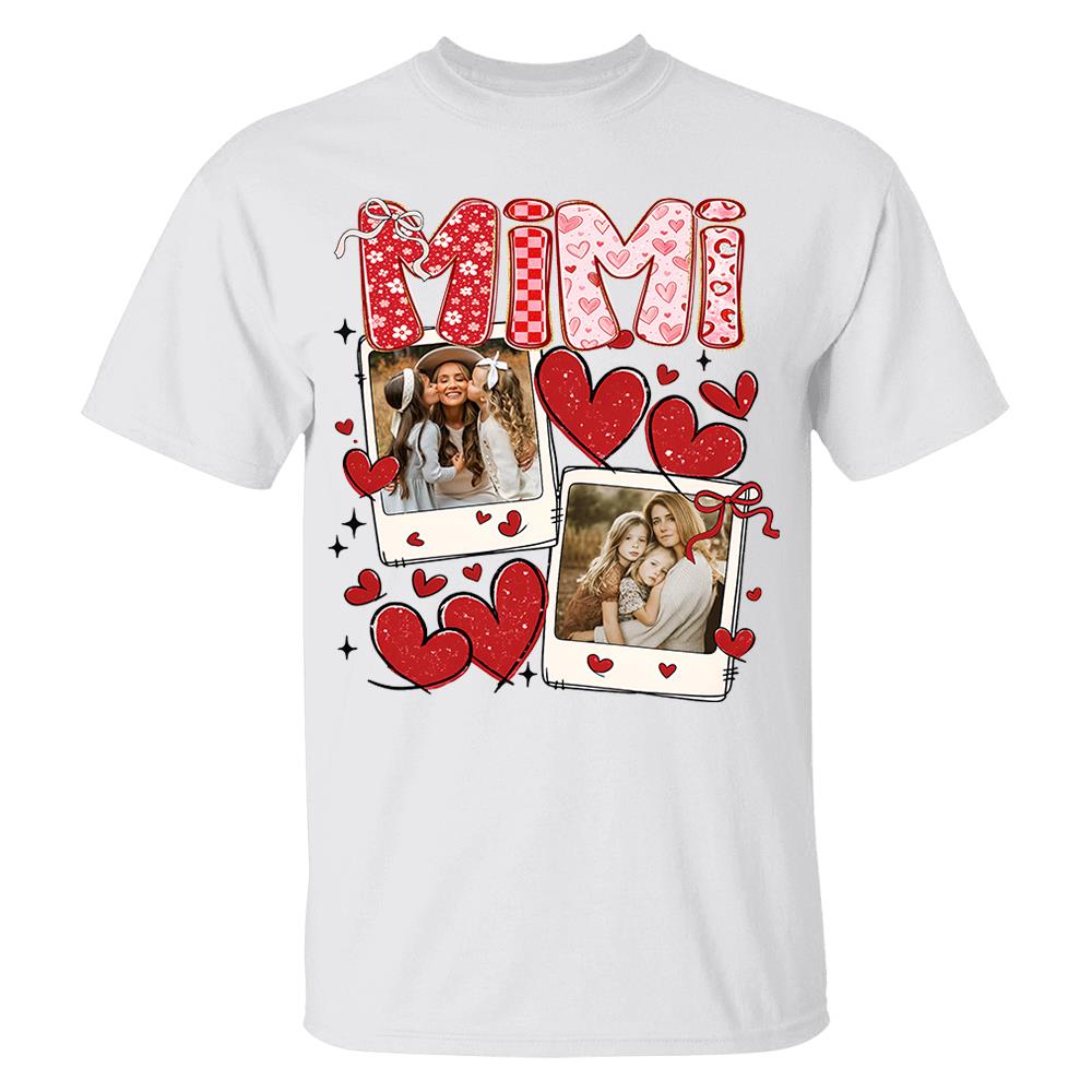 Custom Mama Valentine Glitter Upload Photo Shirt, Leopard Checkered Valentine Vr2