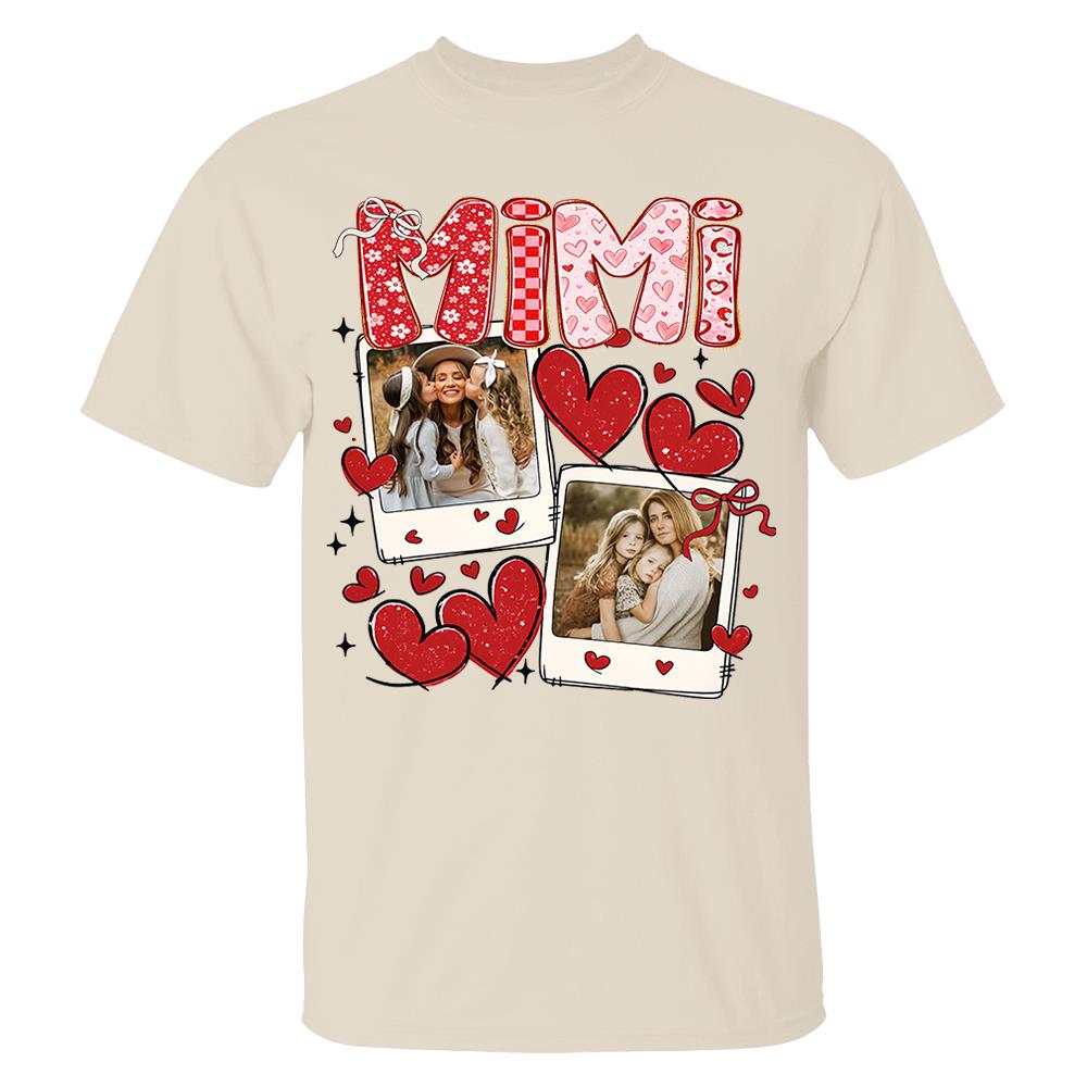 Custom Mama Valentine Glitter Upload Photo Shirt, Leopard Checkered Valentine Vr2