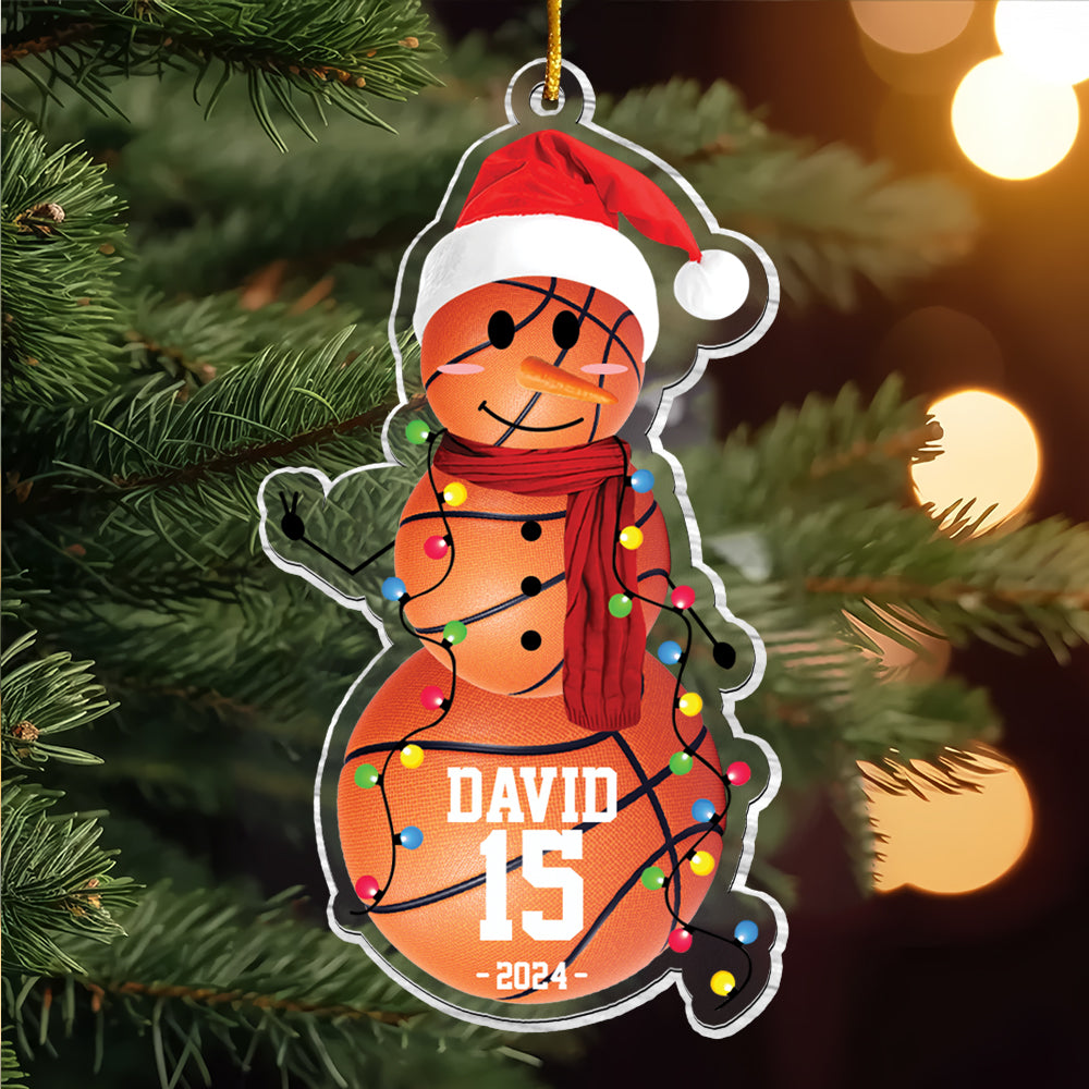 Basketball Snowman - Gifts For Players, Team, Boys - Personalized Acrylic Ornament Tu20 