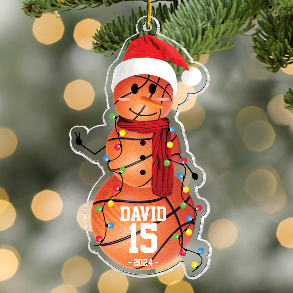 Basketball Snowman - Gifts For Players, Team, Boys - Personalized Acrylic Ornament Tu20 