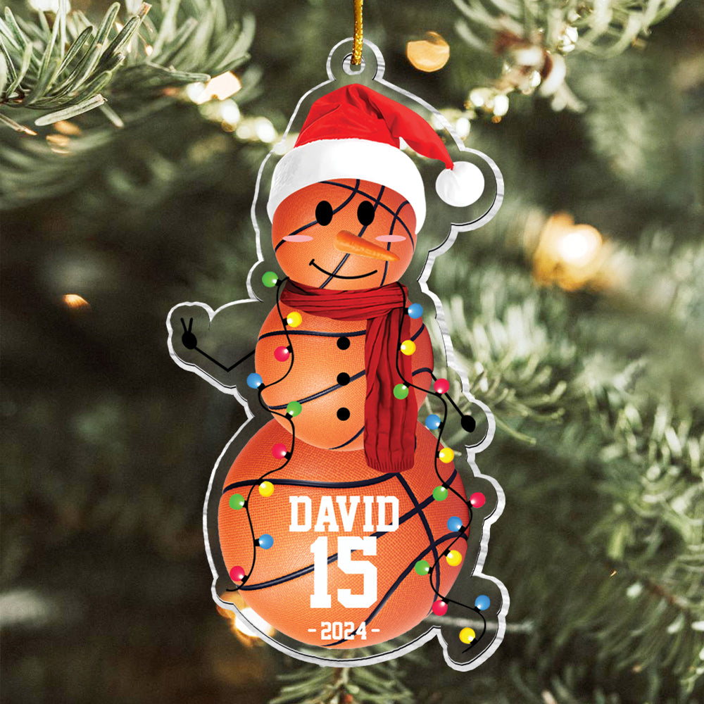 Basketball Snowman - Gifts For Players, Team, Boys - Personalized Acrylic Ornament Tu20 