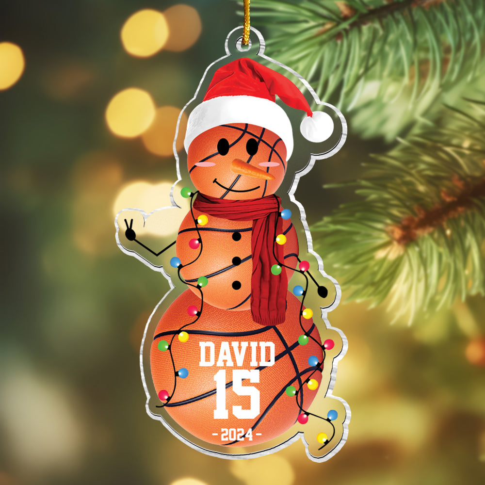 Basketball Snowman - Gifts For Players, Team, Boys - Personalized Acrylic Ornament Tu20 