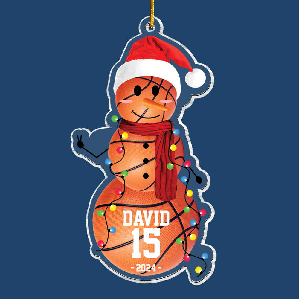Basketball Snowman - Gifts For Players, Team, Boys - Personalized Acrylic Ornament Tu20 