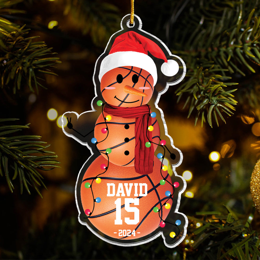 Basketball Snowman - Gifts For Players, Team, Boys - Personalized Acrylic Ornament Tu20 