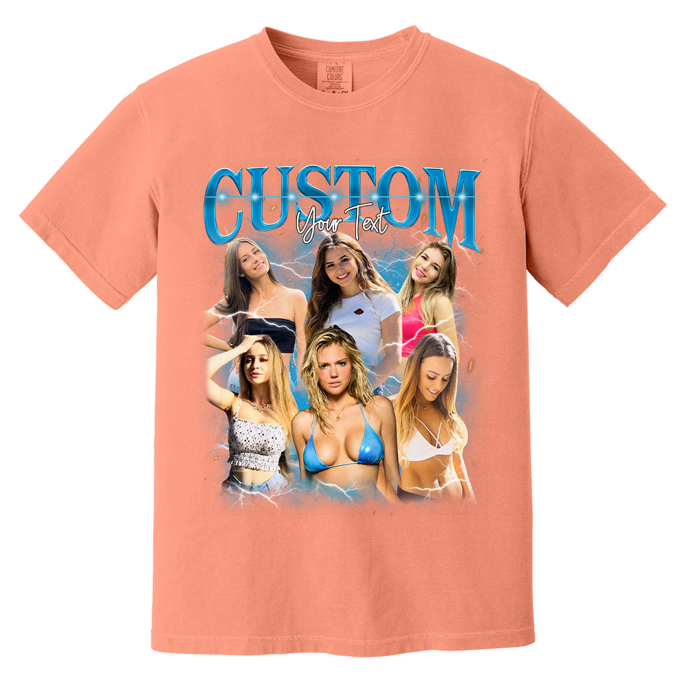 Custom Fathers Day Shirt - Photo Shirt Custom Vintage Rap Tshirt For Couples - Perfect Gift For Mom Friends Dad Mother - Custom Photo Gift