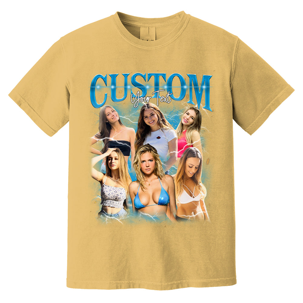 Custom Fathers Day Shirt - Photo Shirt Custom Vintage Rap Tshirt For Couples - Perfect Gift For Mom Friends Dad Mother - Custom Photo Gift