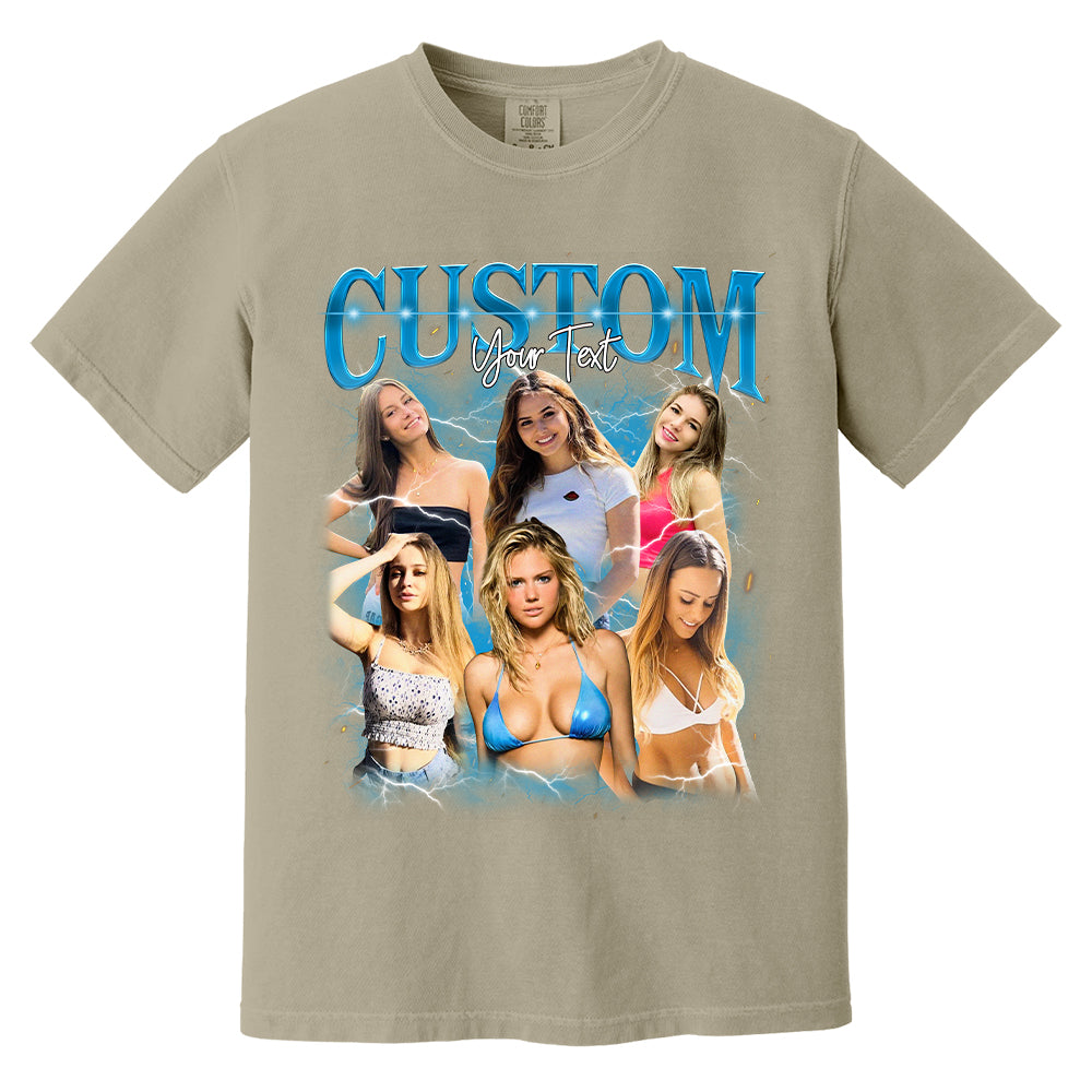 Custom Fathers Day Shirt - Photo Shirt Custom Vintage Rap Tshirt For Couples - Perfect Gift For Mom Friends Dad Mother - Custom Photo Gift