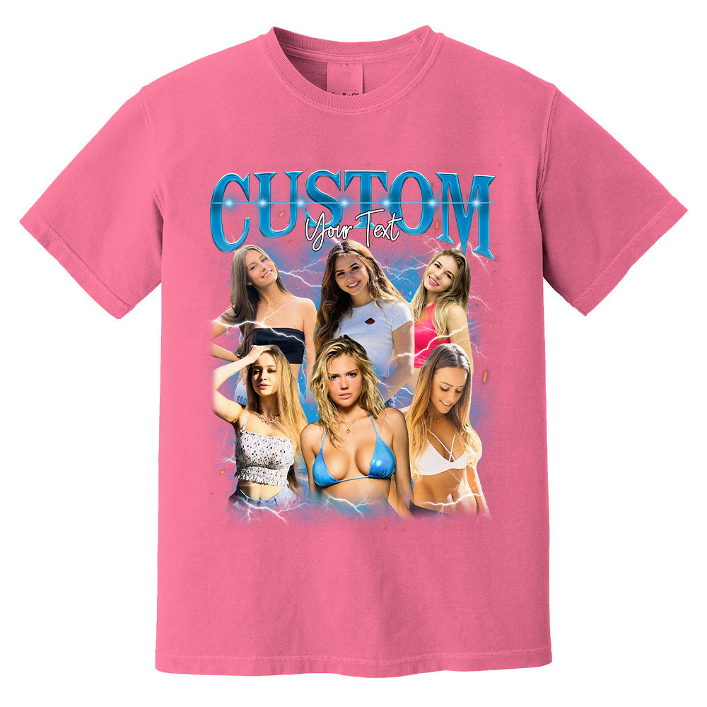 Custom Fathers Day Shirt - Photo Shirt Custom Vintage Rap Tshirt For Couples - Perfect Gift For Mom Friends Dad Mother - Custom Photo Gift