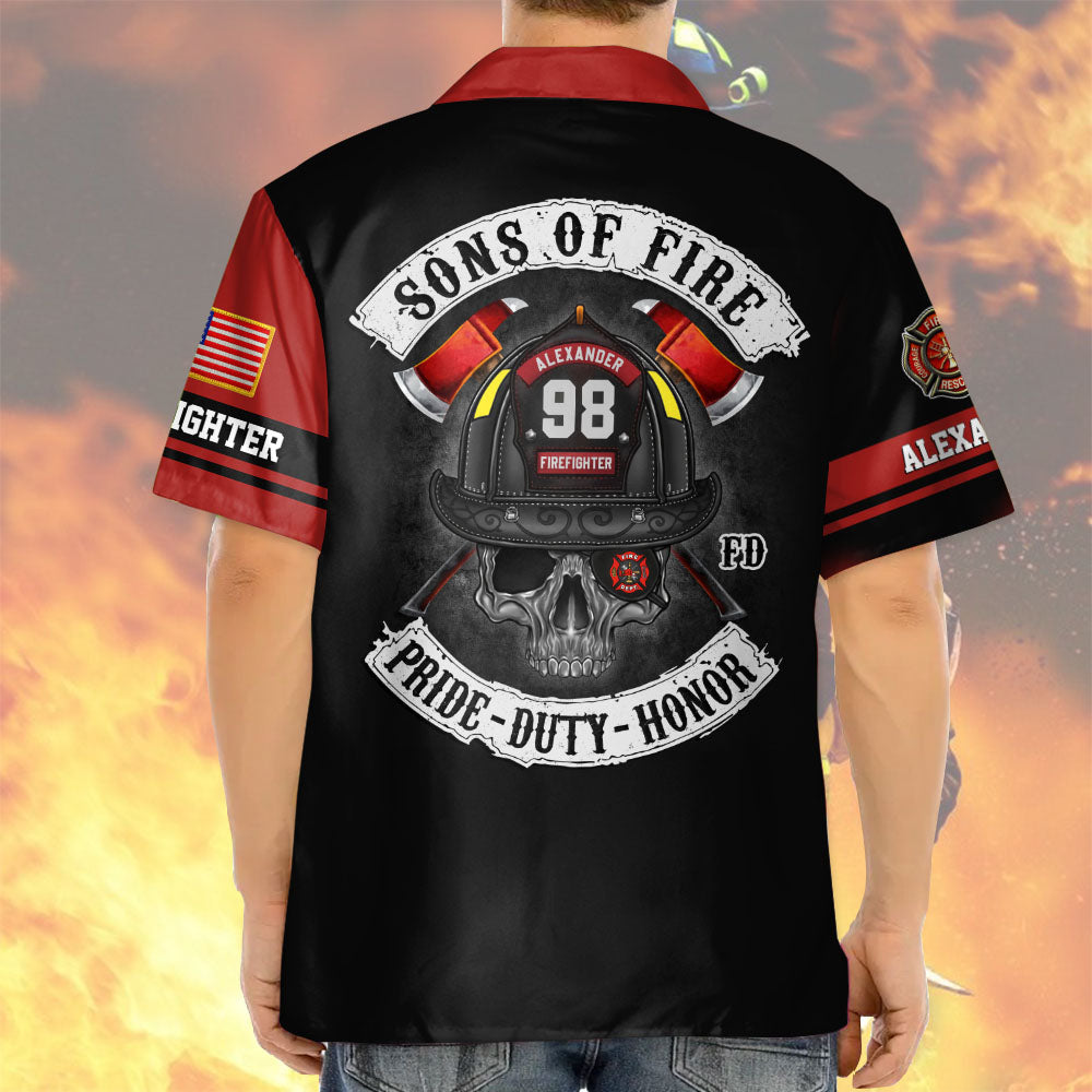 Sons of Fire Pride Duty Honor, Personalized Shirt For Fireman Firefighter T1807 Pt99