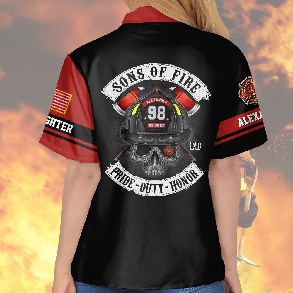 Sons of Fire Pride Duty Honor, Personalized Shirt For Fireman Firefighter T1807 Pt99