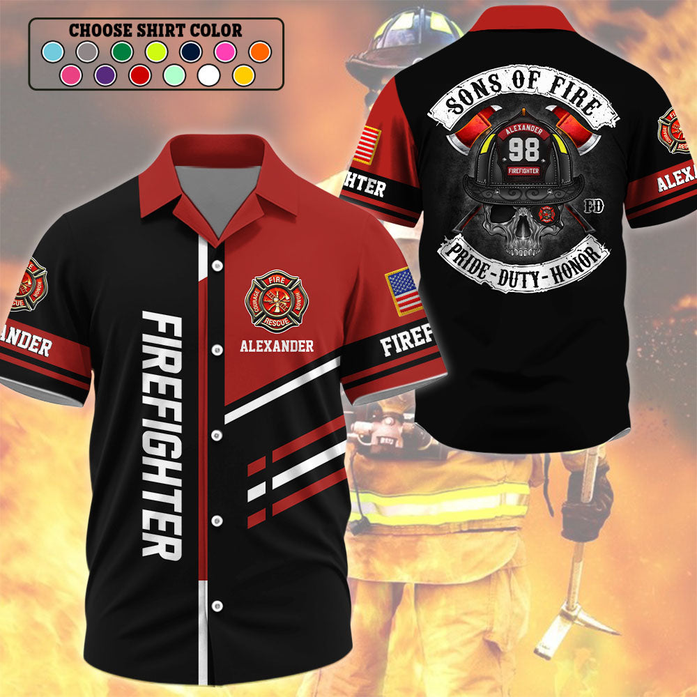 Sons of Fire Pride Duty Honor, Personalized Shirt For Fireman Firefighter T1807 Pt99