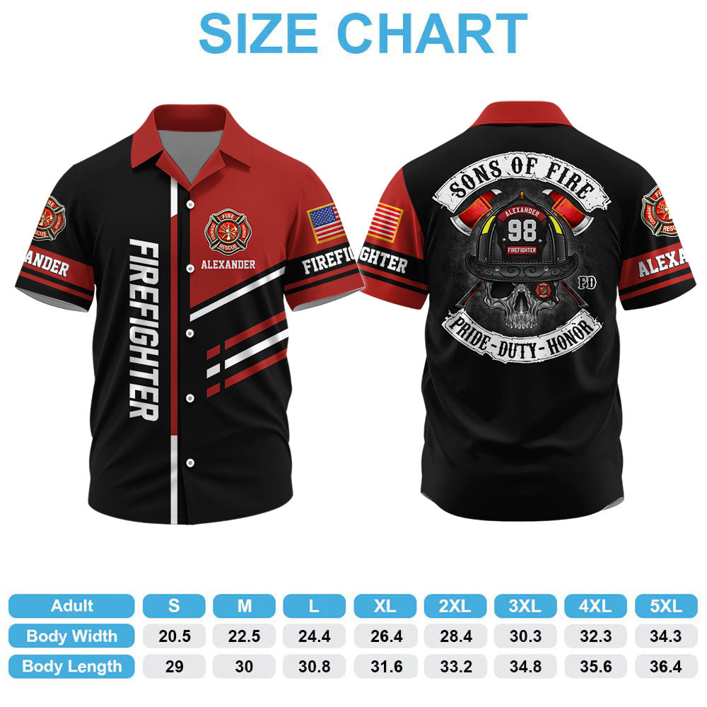 Sons of Fire Pride Duty Honor, Personalized Shirt For Fireman Firefighter T1807 Pt99