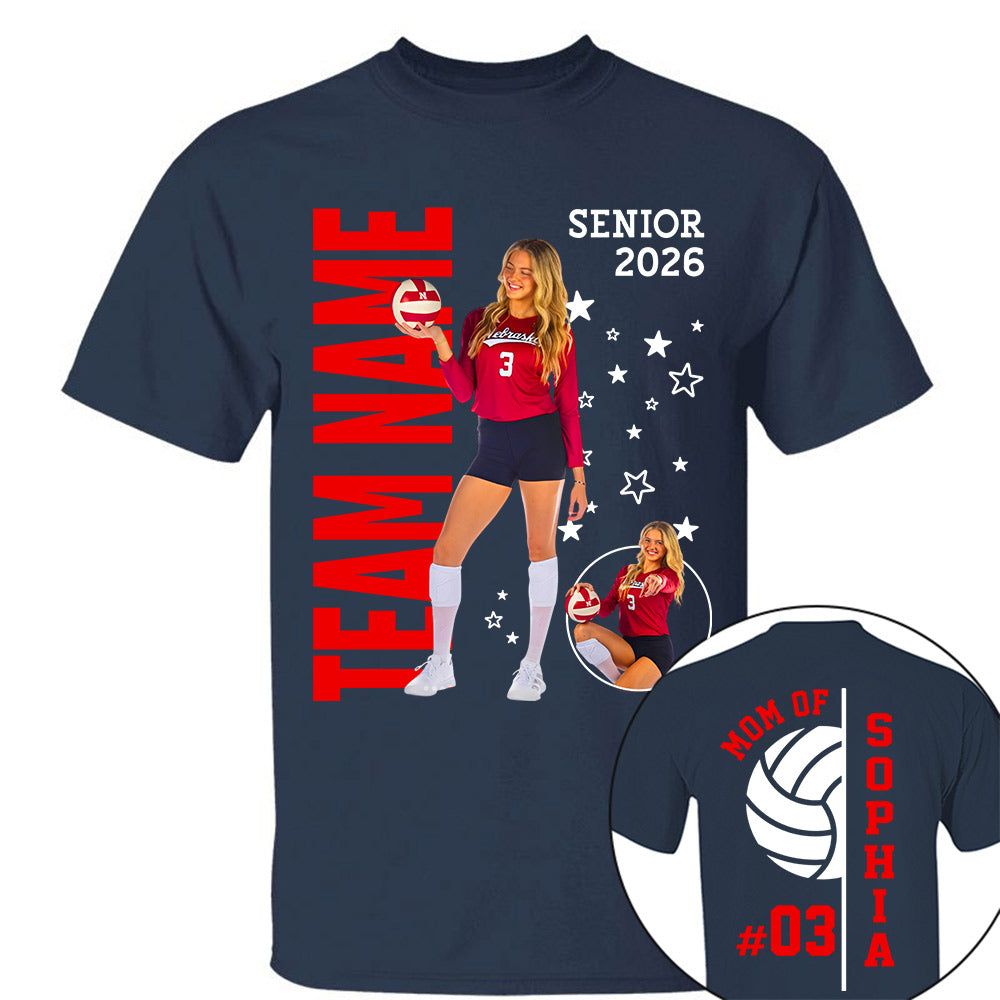 Custom Volleyball Mom Shirt, Personalized Photo TShirt, Volleyball Season Game Day Tops NA04
