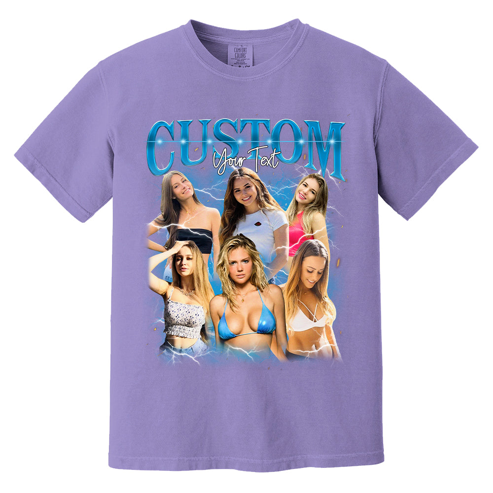 Custom Fathers Day Shirt - Photo Shirt Custom Vintage Rap Tshirt For Couples - Perfect Gift For Mom Friends Dad Mother - Custom Photo Gift
